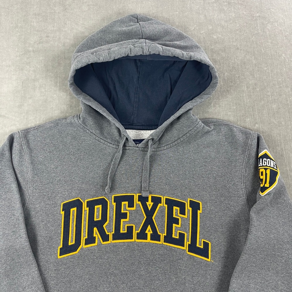 Drexel University Champion Mens Medium Gray Dragons Pullover Hoodie Sweatshirt - Picture 2 of 12